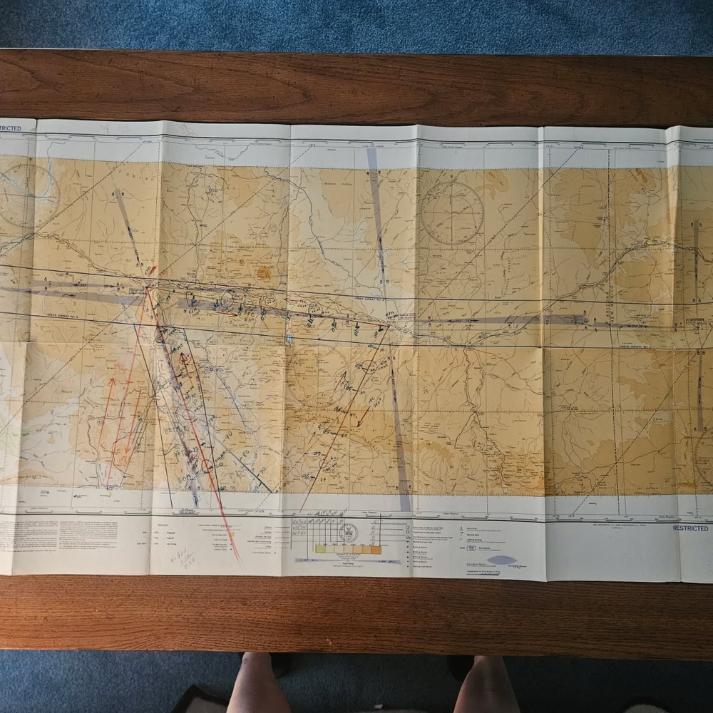 WWII 1943 PRESCOTT (R-3) Sectional Aeronautical Chart Restricted Marked